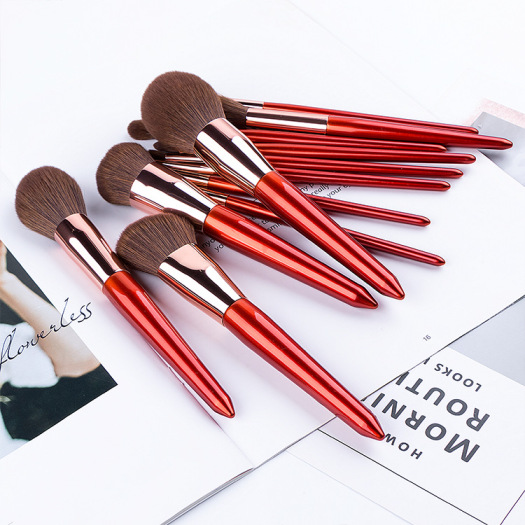 12 Pcs red makeup brush set