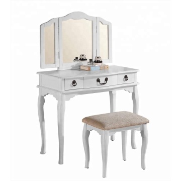 Tri Folding Mirror Wood Bathroom 3 drawers Vanity hotel dresser