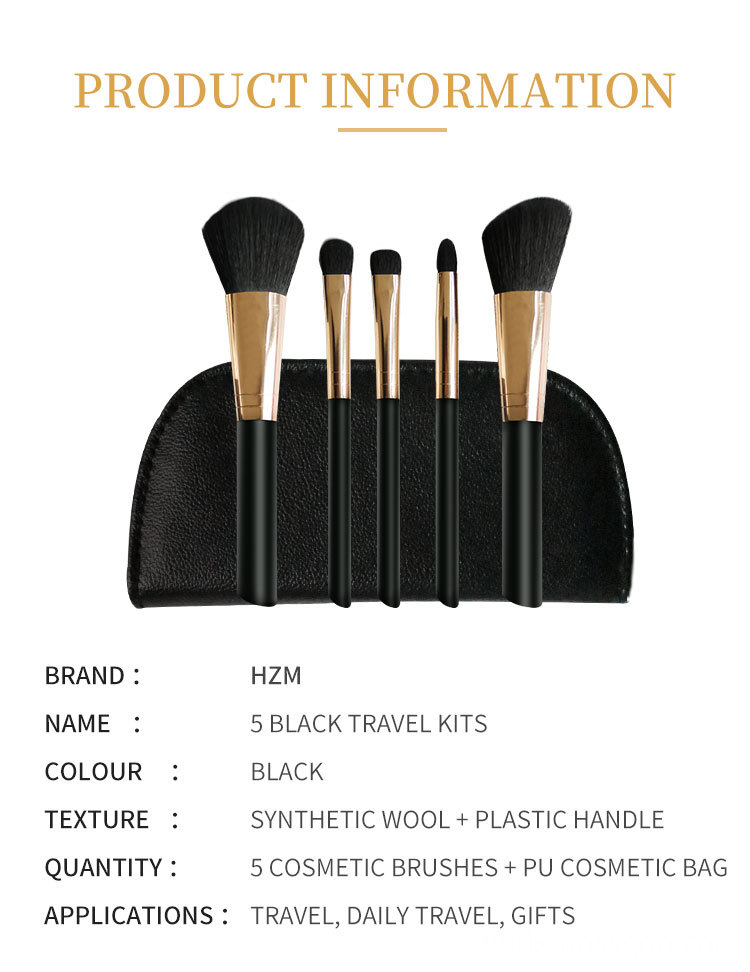 5 PIECE Essential  travel makeup brush set 1-2