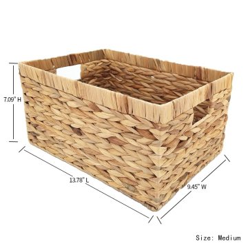 Natural Water Hyacinth Storage Bins Rectangular Basket