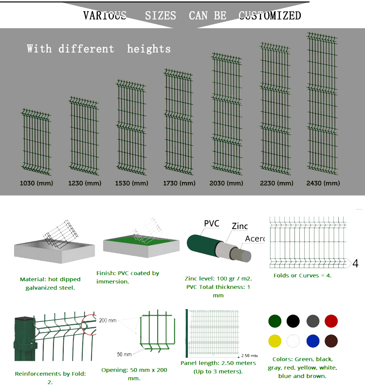 3d curved powder coated fence