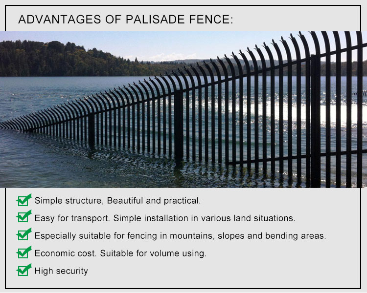 Galvanized  Palisade Metal Fence