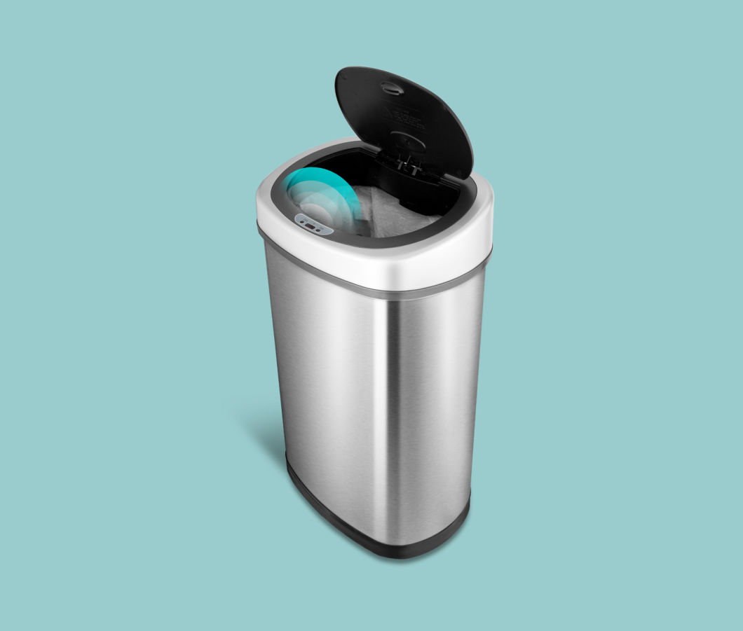 3-13 Gallon Automatic Sensor Trash Bin Stainless Steel Waste Bin for Household