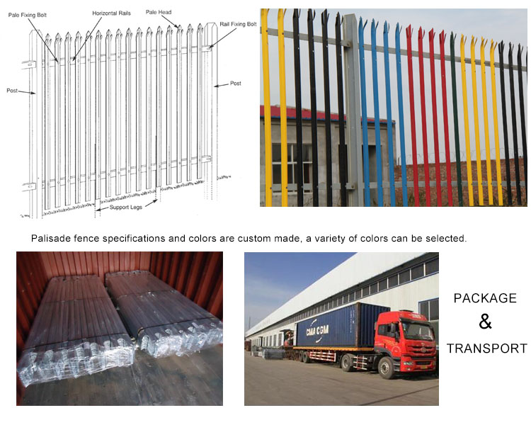 Galvanized And Plastic Steel Palisade Fence Hot Sale