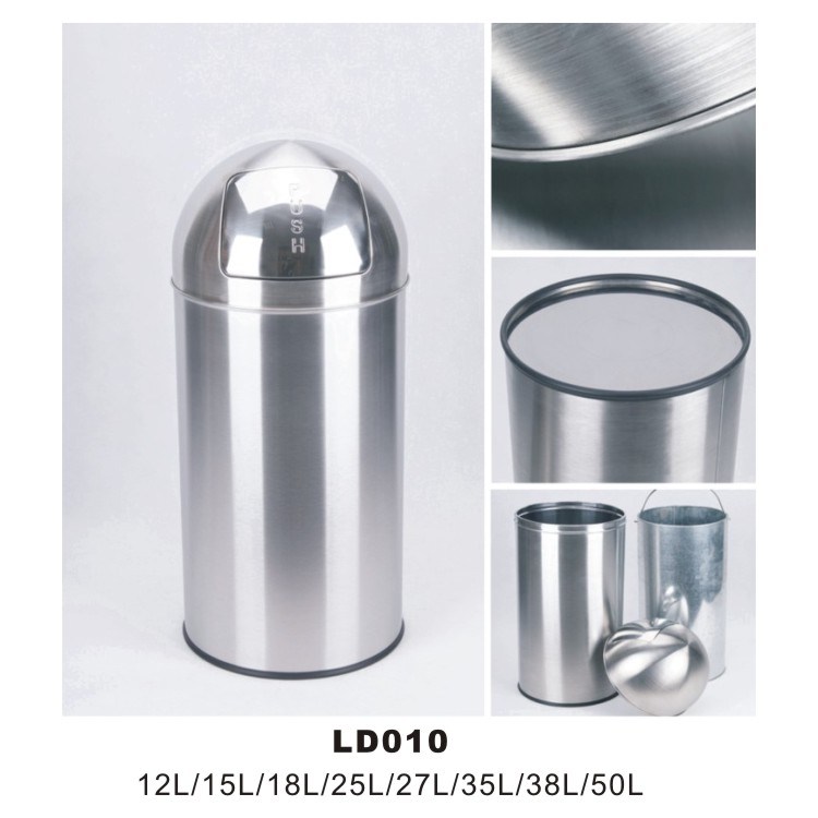 High Quality Stainless Steel Hand Push Bin, Dustbin